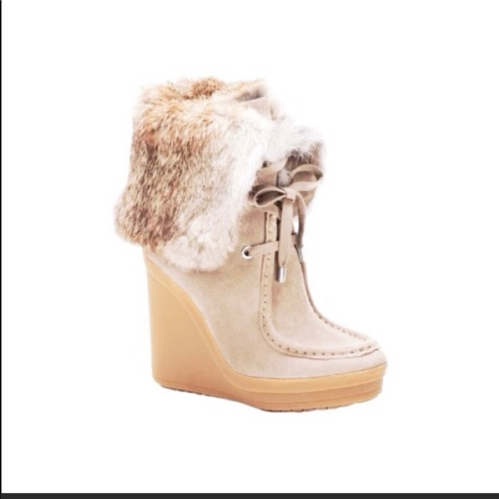 Coach Scout Sahara Suede Boots With Natural Rabbit Fur Size 7.5B EUC.